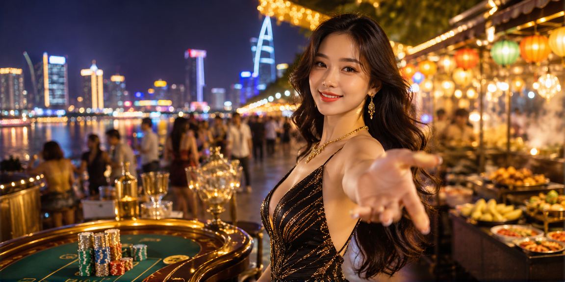 Không khí giải trí sôi động tại chợ đêm TP.HCM với người chơi casino và ví điện tử