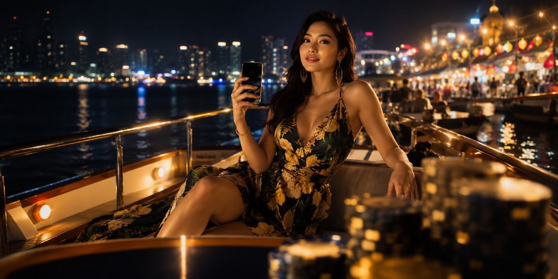 Người dùng tại chợ đêm Vũng Tàu thưởng thức casino trực tuyến qua điện thoại di động